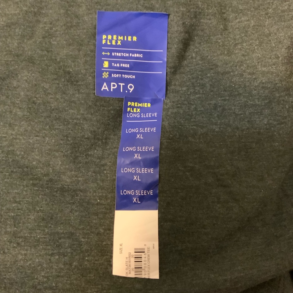 NWT Apt.9 Premier Flex Men’s Casual Long Sleeve Crew Gray Tee - Picture 5 of 7